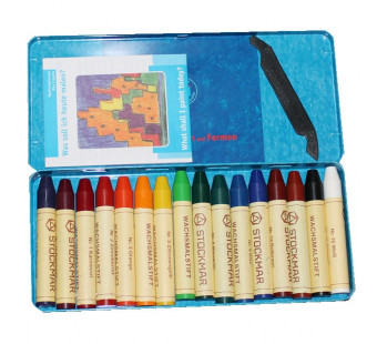 Stockmar 16 beeswax crayons in a tin