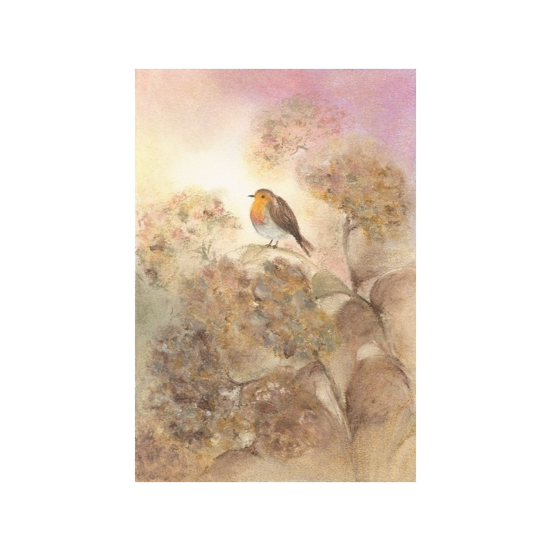 Postcard Robin on hydrangea (Baukje Exler)