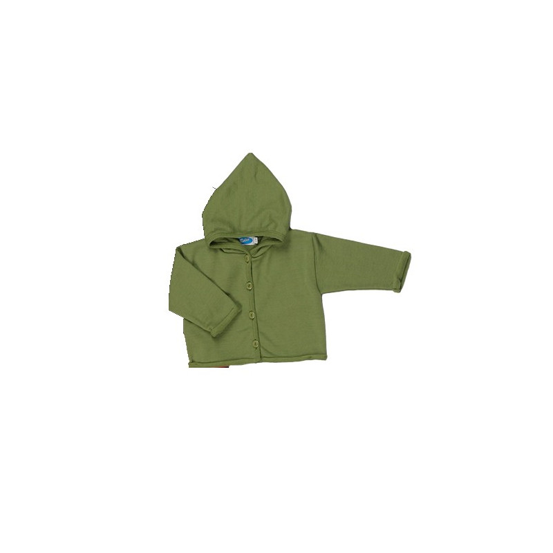Reiff wool silk terry cardigan with hood Green