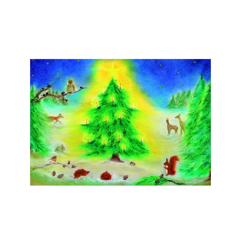 Postkaart Kerstfeest in het bos (Baukje Exler)