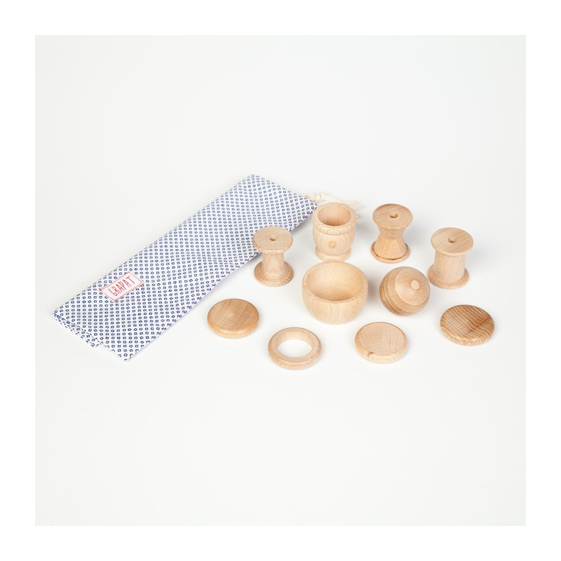 Grapat set van 10 naturelkleurige houten vormen (15-130)