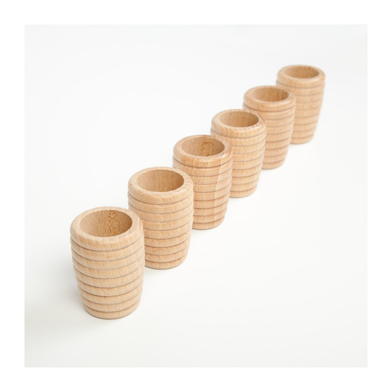 Grapat set van 6 geribbelde potjes (16-154)